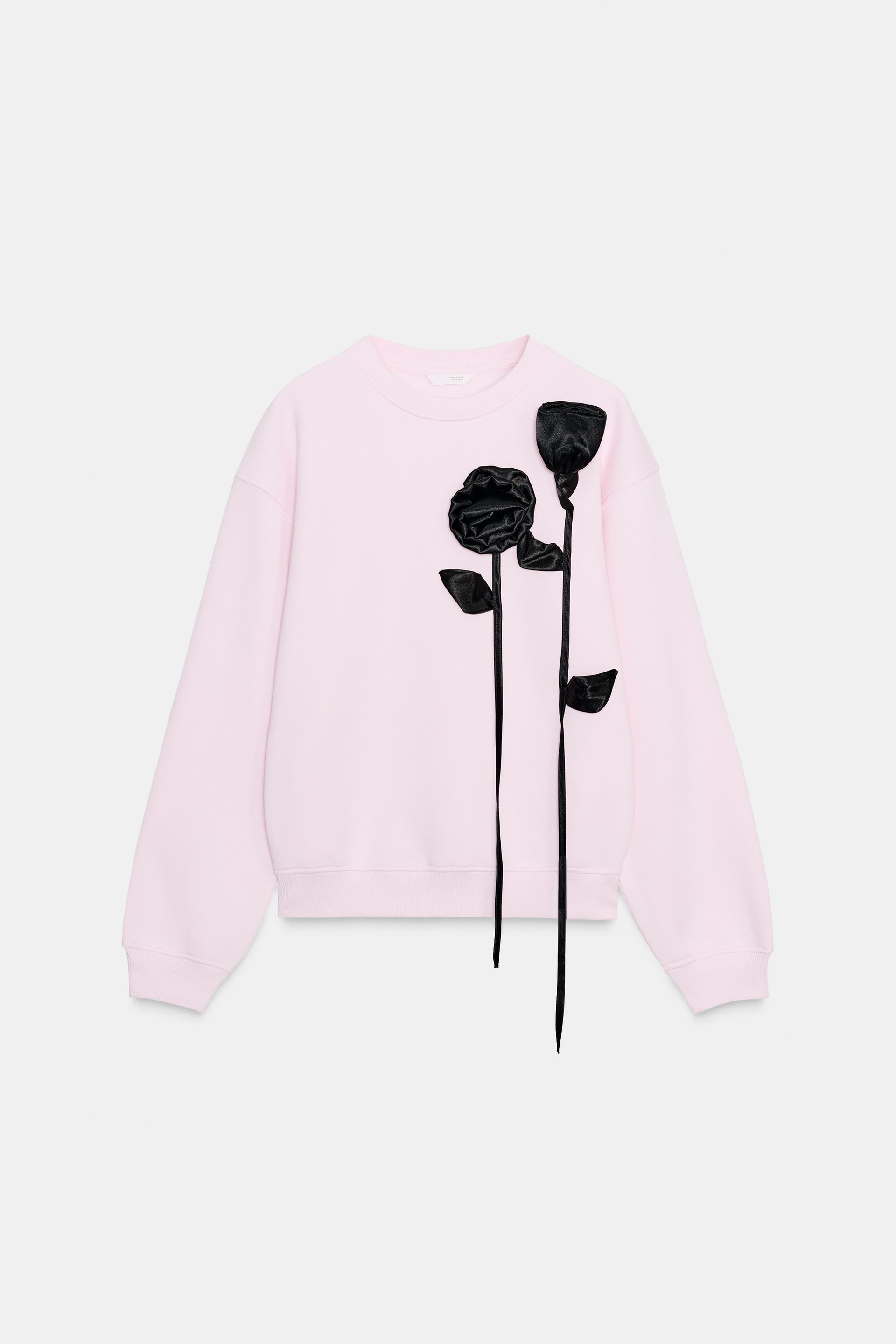 CONTRAST FLOWER SWEATSHIRT